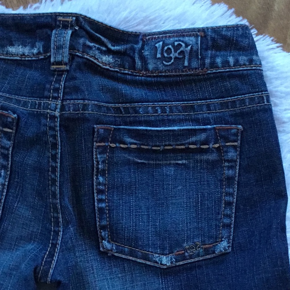 1921 Jeans by Western Glove Works Bootcut Distressed Wide Stitching Size 29/34